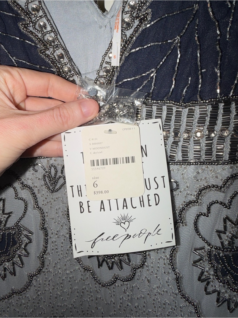 Free People Moondust Beaded Mini Dress in Silver - Picture 5 of 10